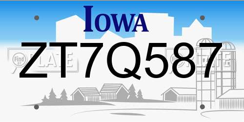 ZT7Q587 Iowa License Plate