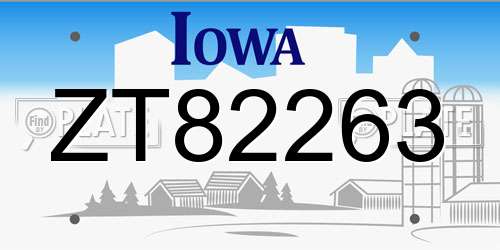 ZT82263 Iowa License Plate