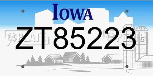 ZT85223 Iowa License Plate