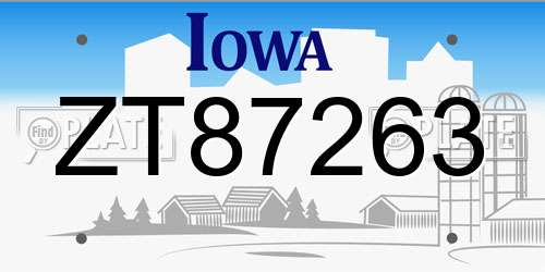 ZT87263 Iowa License Plate