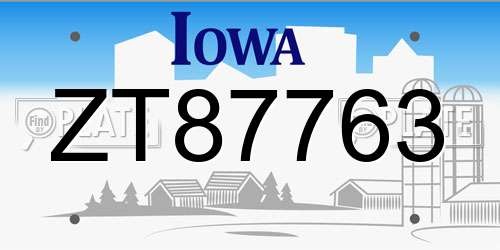 ZT87763 Iowa License Plate