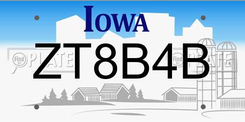 ZT8B4B Iowa License Plate