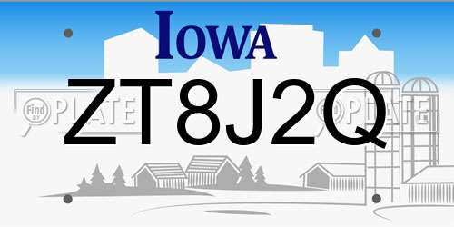 ZT8J2Q Iowa License Plate