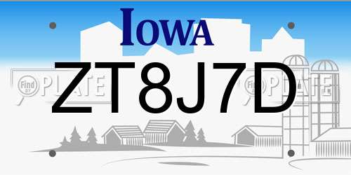 ZT8J7D Iowa License Plate