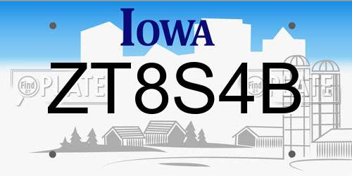 ZT8S4B Iowa License Plate