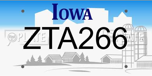 ZTA266 Iowa License Plate