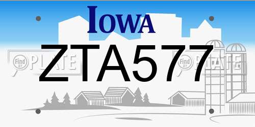 ZTA577 Iowa License Plate