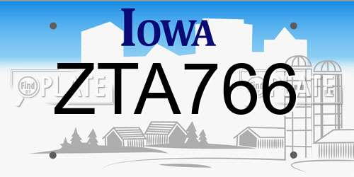 ZTA766 Iowa License Plate
