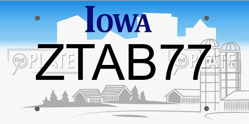 ZTAB77 Iowa License Plate