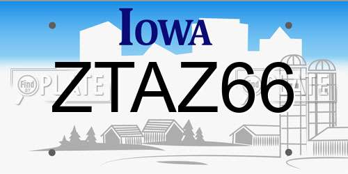 ZTAZ66 Iowa License Plate