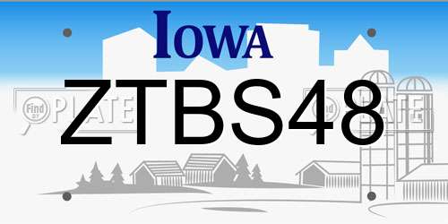 ZTBS48 Iowa License Plate