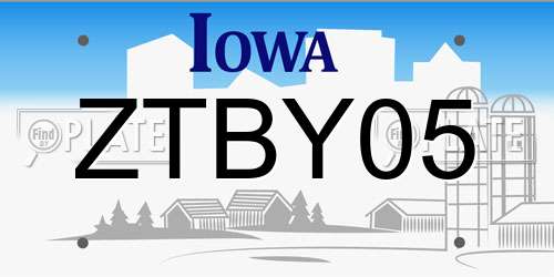 ZTBY05 Iowa License Plate