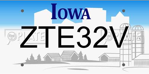ZTE32V Iowa License Plate