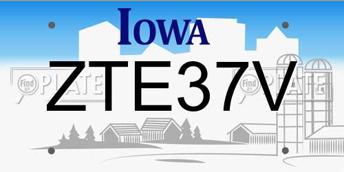 ZTE37V Iowa License Plate