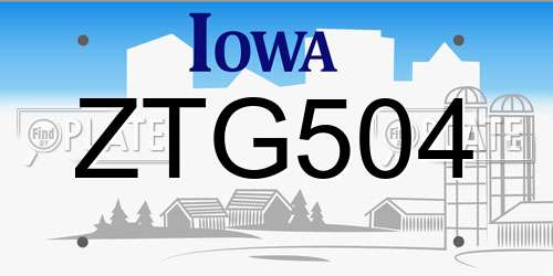 ZTG504 Iowa License Plate