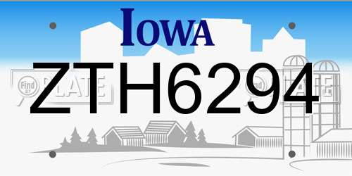 ZTH6294 Iowa License Plate