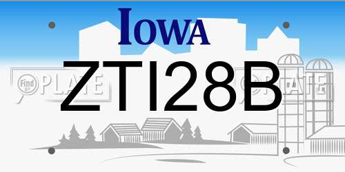 ZTI28B Iowa License Plate