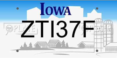 ZTI37F Iowa License Plate