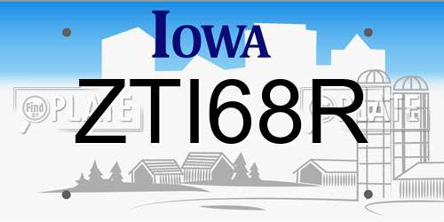 ZTI68R Iowa License Plate