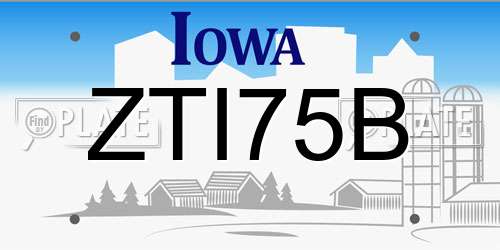 ZTI75B Iowa License Plate