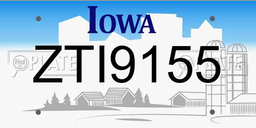 ZTI9155 Iowa License Plate