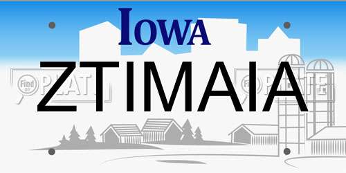 ZTIMAIA Iowa License Plate