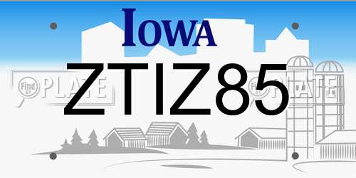 ZTIZ85 Iowa License Plate