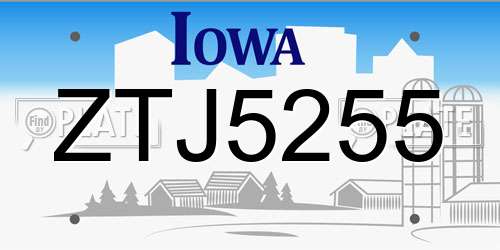 ZTJ5255 Iowa License Plate