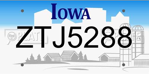 ZTJ5288 Iowa License Plate