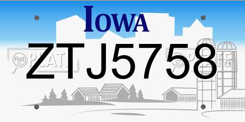 ZTJ5758 Iowa License Plate