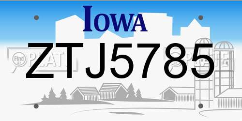 ZTJ5785 Iowa License Plate
