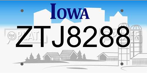 ZTJ8288 Iowa License Plate