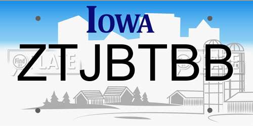 ZTJBTBB Iowa License Plate