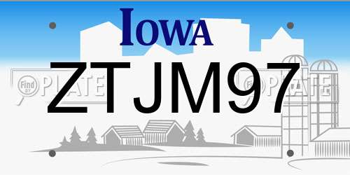 ZTJM97 Iowa License Plate