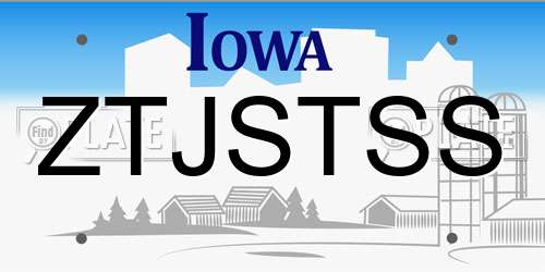 ZTJSTSS Iowa License Plate