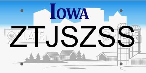 ZTJSZSS Iowa License Plate