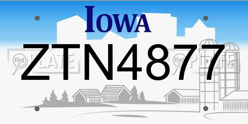 ZTN4877 Iowa License Plate