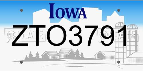 ZTO3791 Iowa License Plate