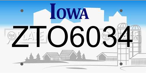 ZTO6034 Iowa License Plate