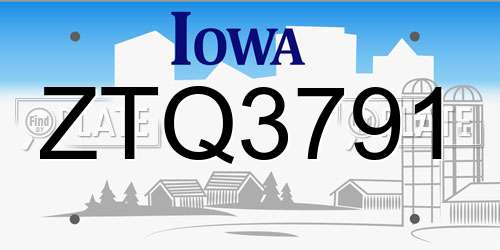 ZTQ3791 Iowa License Plate
