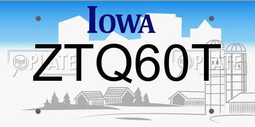 ZTQ60T Iowa License Plate