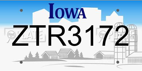 ZTR3172 Iowa License Plate