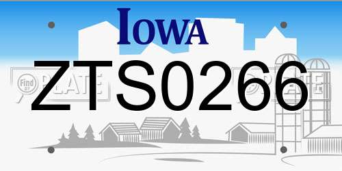 ZTS0266 Iowa License Plate
