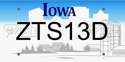ZTS13D Iowa License Plate