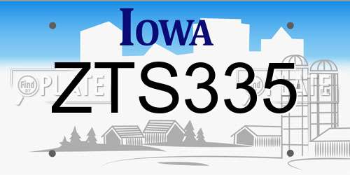 ZTS335 Iowa License Plate
