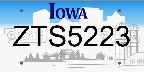ZTS5223 Iowa License Plate