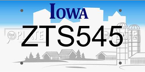 ZTS545 Iowa License Plate