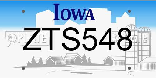 ZTS548 Iowa License Plate