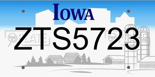 ZTS5723 Iowa License Plate