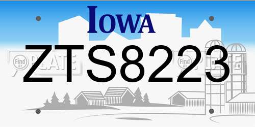 ZTS8223 Iowa License Plate